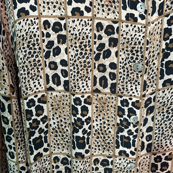 Nexx woman 2x animal print 💯 silk vintage blouse euc cheetah leopard mix - Picture 4 of 8